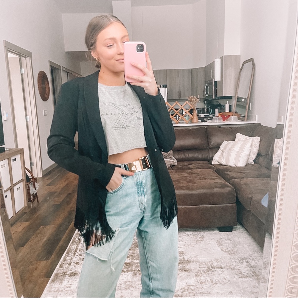 Black blazer with fringe